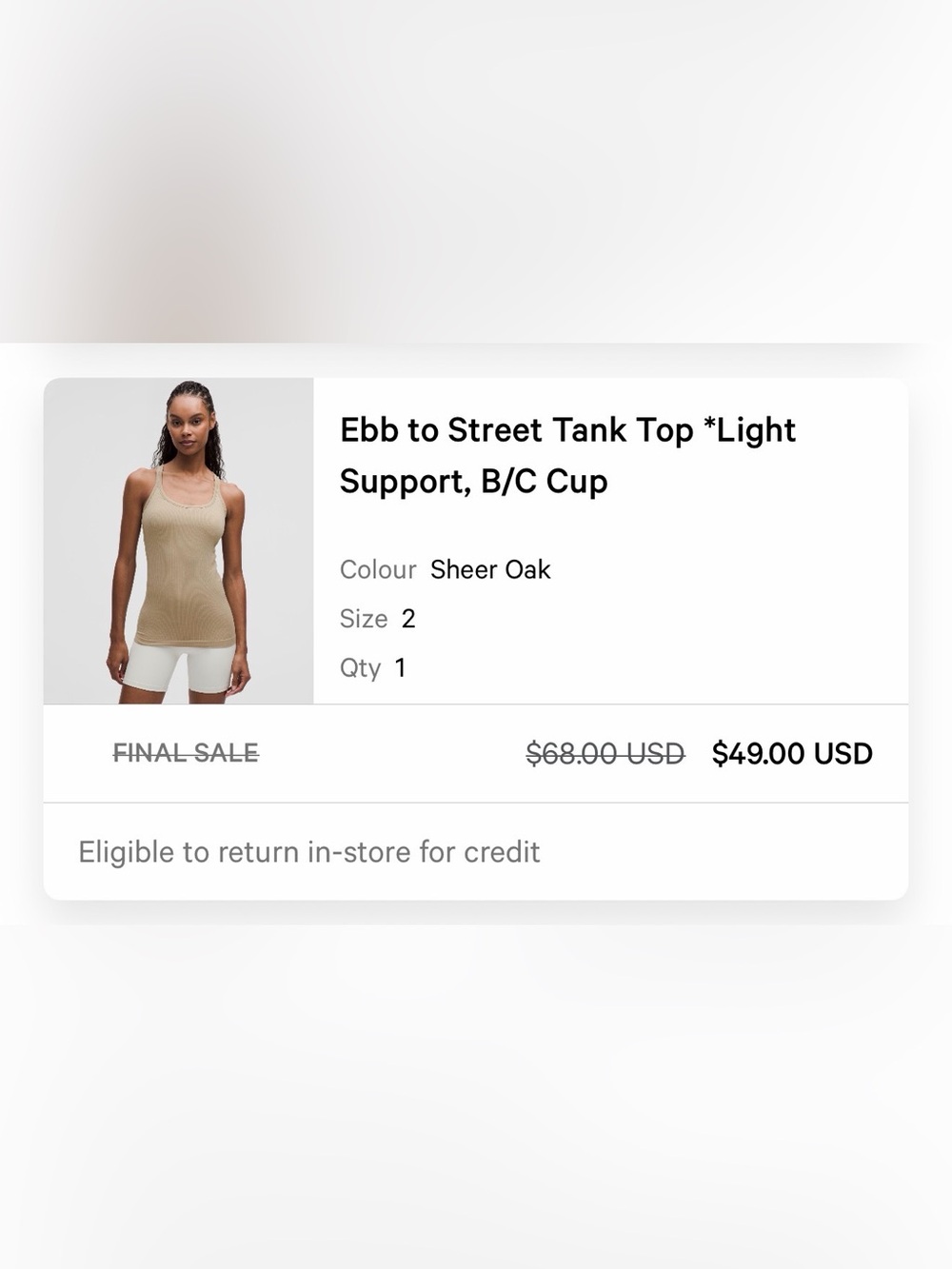 lululemon Ebb to Street Tank - Sheer Oak 2
